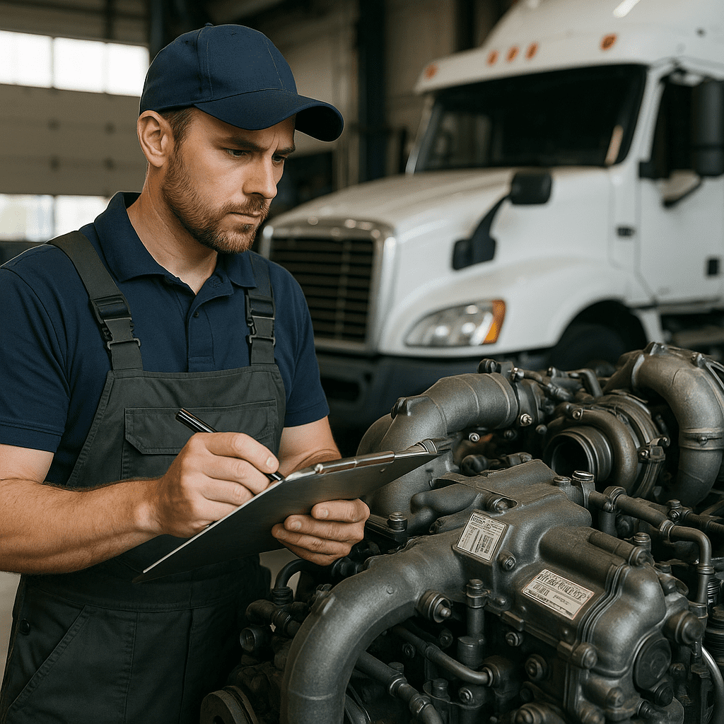 Mechanic verifying part numbers